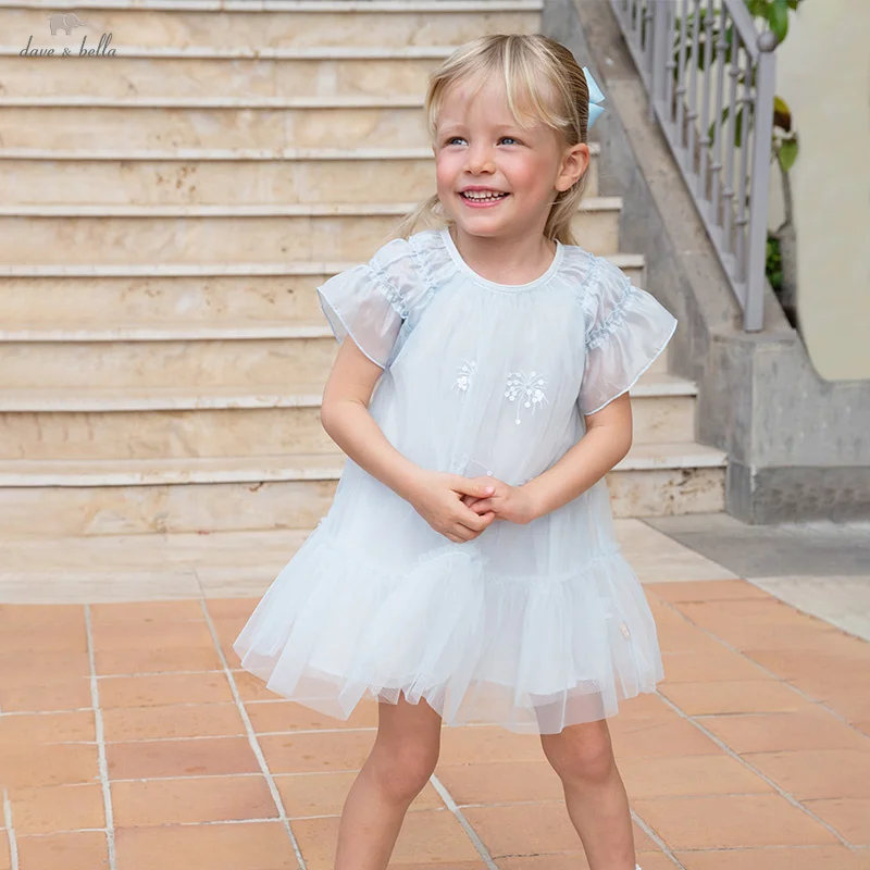 

Dave Bella, детские платья, осенне-весенняя одежда для девочек, детское элегантное хлопковое кружевное сетчатое платье, вечерние модные уличные очаровательные платья DB2251619