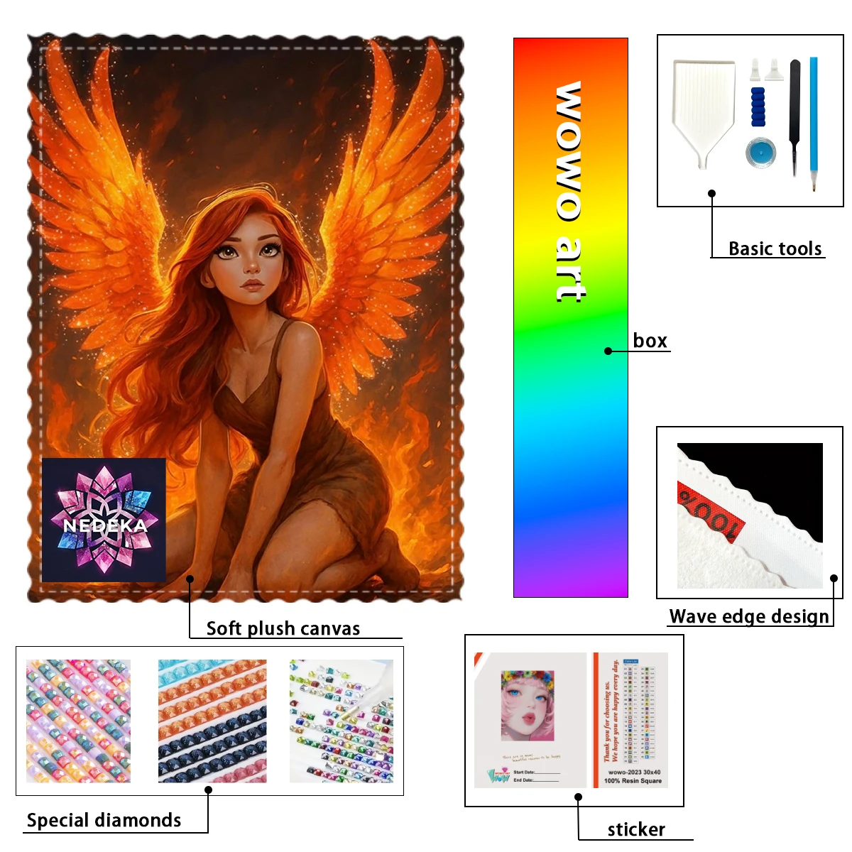 

【NEDEKA_ Diamond Art】Folding Wing Angel Girl AB Rhinestone FD Rhinestone Perfect Resin Diamond