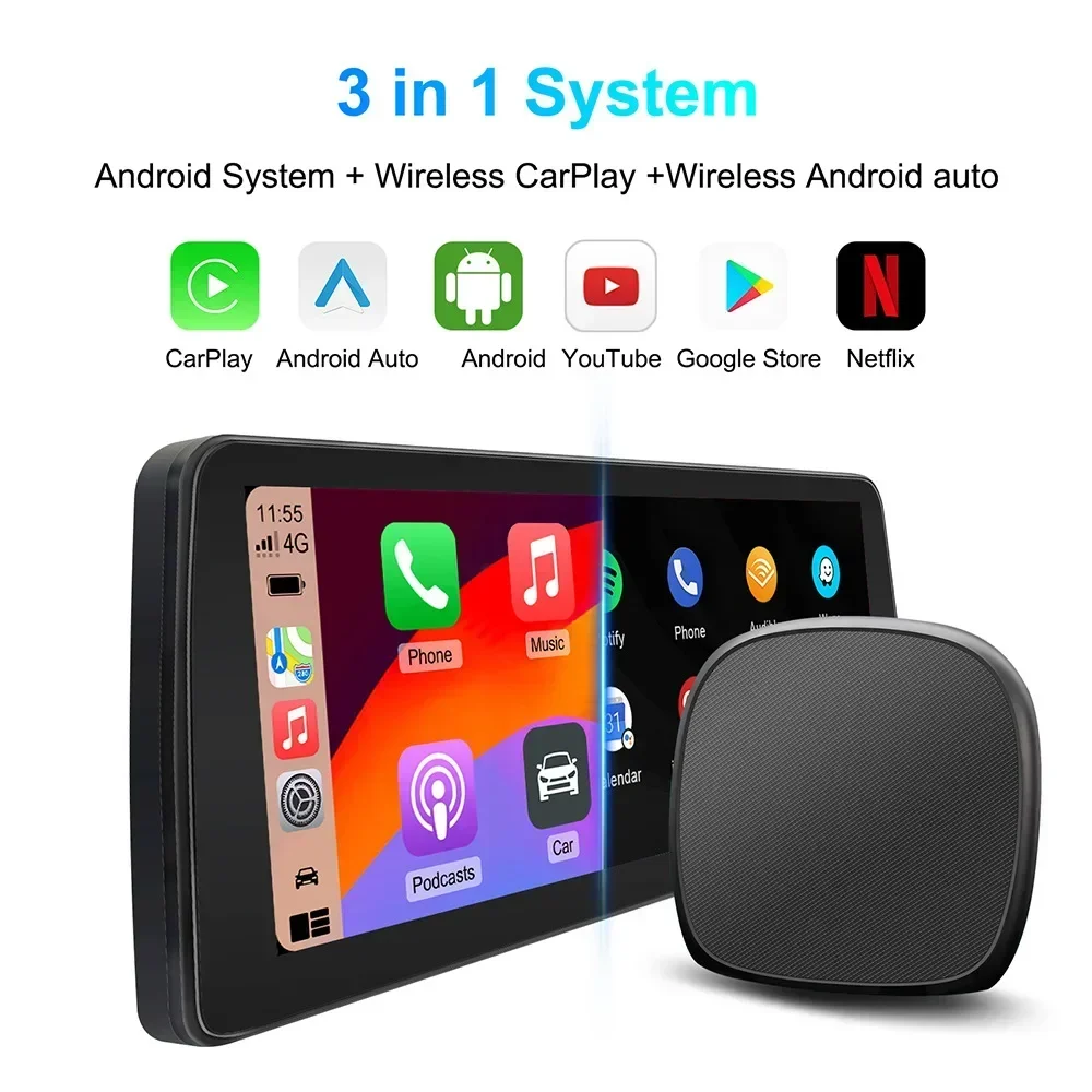 Car Video Smart Box Wireless Carplay Adapter Android Auto Android 13 Built-in Store For Youtube Netflix Car Intelligence Systems