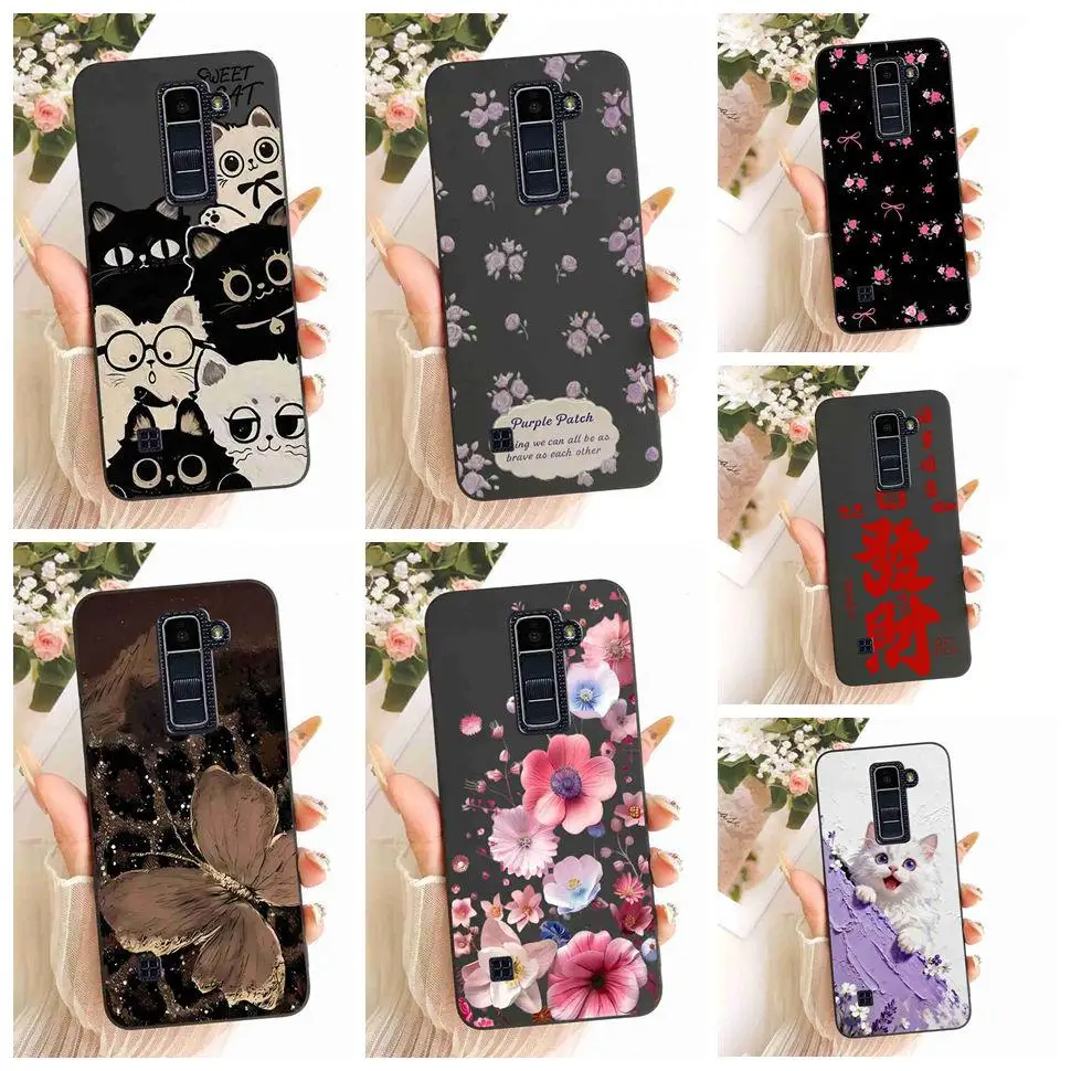 Funda protectora negra con diseño de mariposa y flores para LG K10 2016, Fundas a prueba de golpes para teléfono LG k10 K10 2016