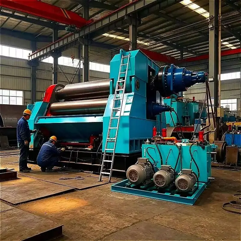 Wide Self Aligning Spherical Bearing Plate Rolling Machine Automatic Hydraulic Customized For Concrete Mixer Drum Cement Plant