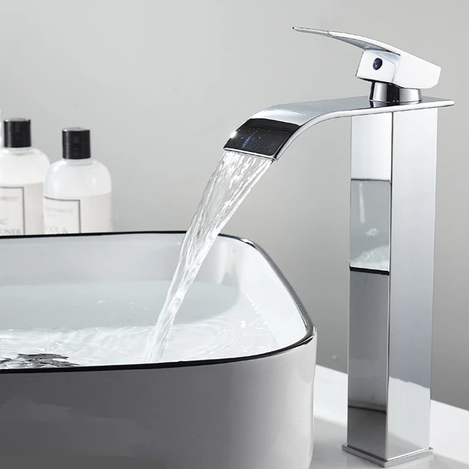 

Бытовые смесители для раковины, водопад, выход воды, смеситель для ванной комнаты, смеситель для горячей и холодной воды, одна ручка, монтируемый на палубе