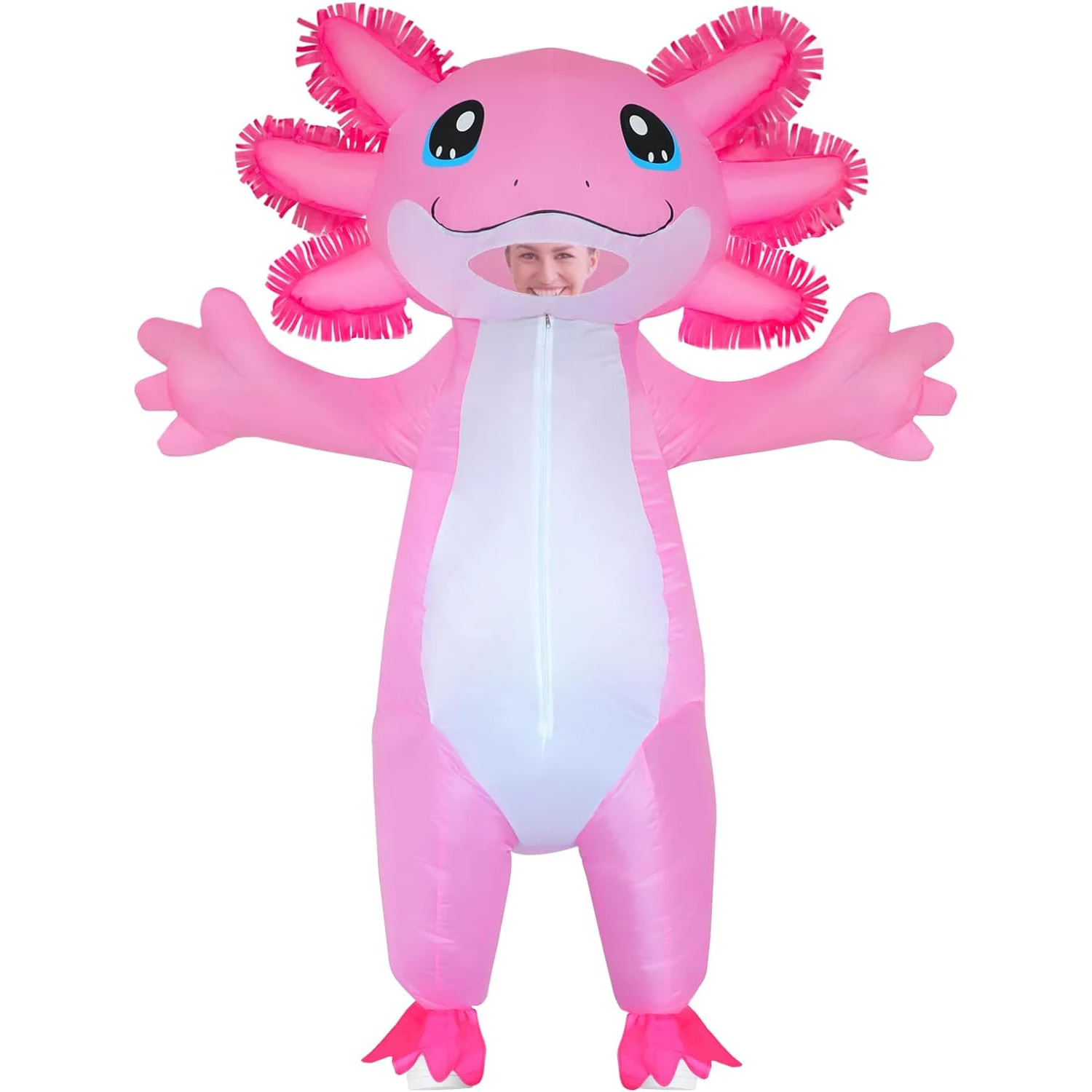 Axolotl Costumes Deluxe Halloween Air Blow up Costume Pink Salamander Inflatable Suit Costumes for Adult Women Men Cosplay Party