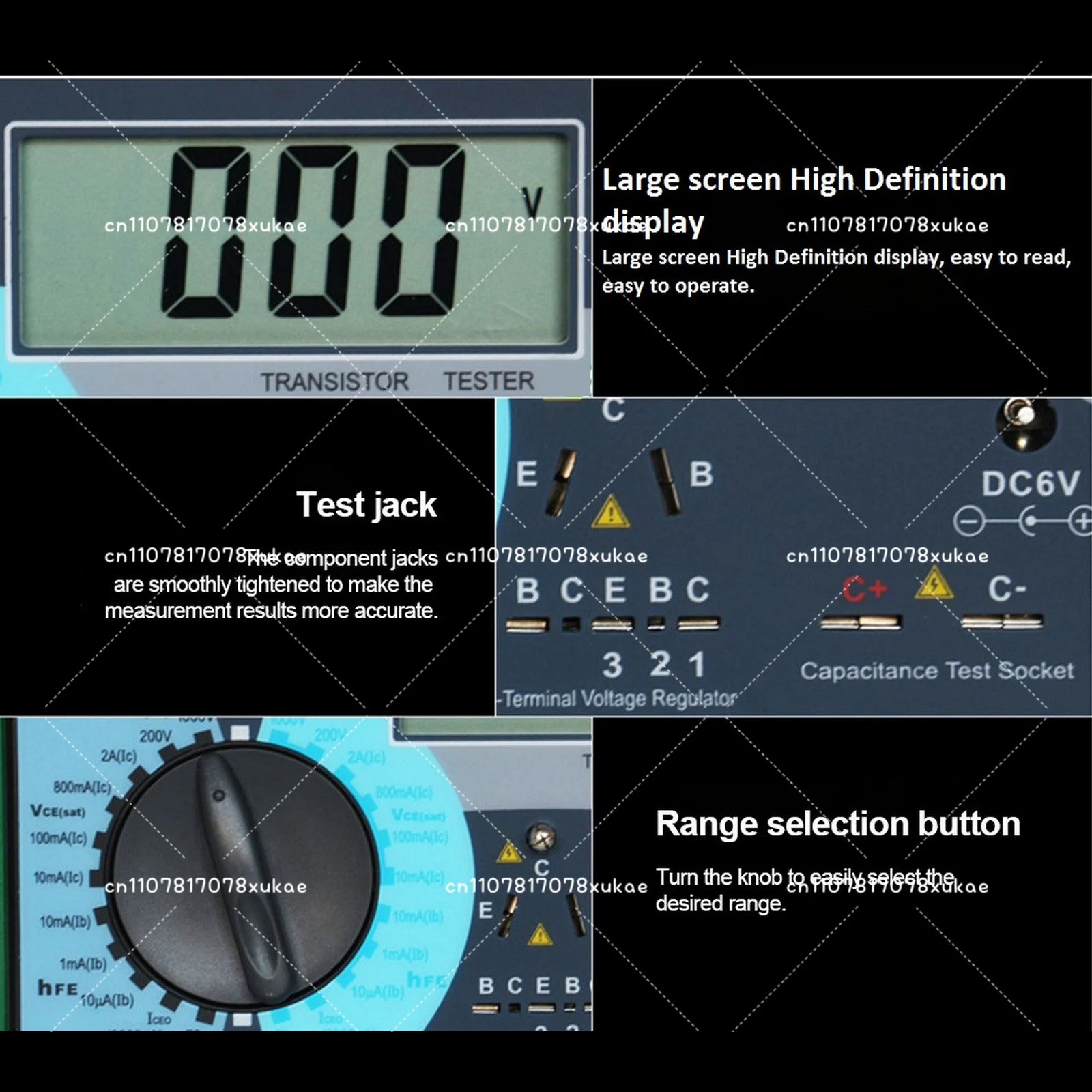 DY294 Multifunction Digital Transistor Analyzer Tester Semiconductor Diode Triode Reverse AC DC Voltage Capacitance FET