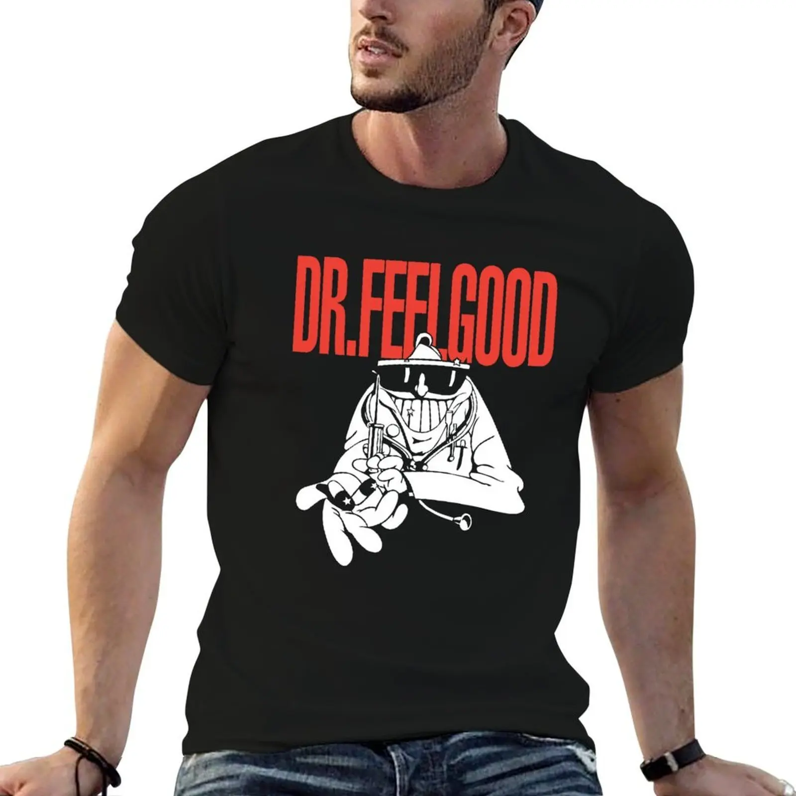تي شيرت dr feelgood للرجال مصنوع من القطن بنسبة 100 بالمائة تي شيرت برسوم جرافيك