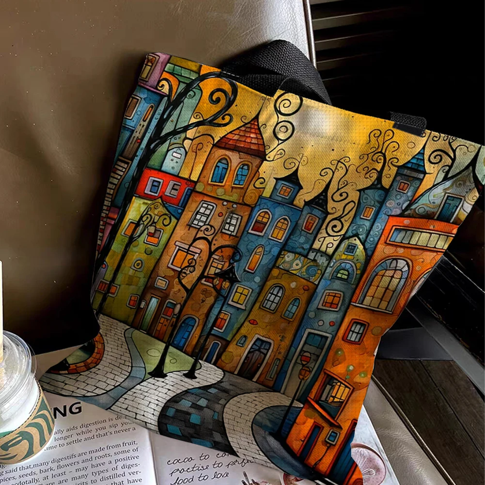 11CT bâtiments colorés point de croix toile sac fourre-tout point de croix Kit sac en toile manuel point de croix sac à main cadeau pour les amis