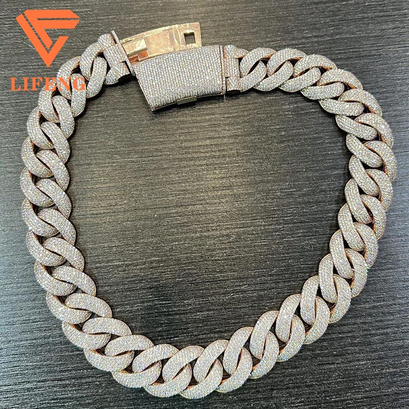 

Custom Big Necklace Chain 20mm 26mm 925 Sliver Rose Gold Plated VVS moissanite Miami Cuban LIink Chain Hip-hop Necklace For Me