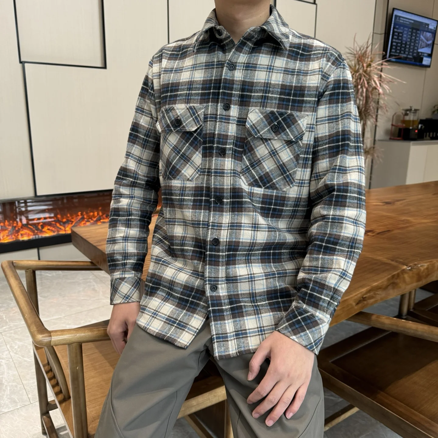 

Tansuocz Long Sve Plaid Flannel Cotton irt Cleanfit Loose Sle Men's Women's Base irt Comfortable Regular Thin