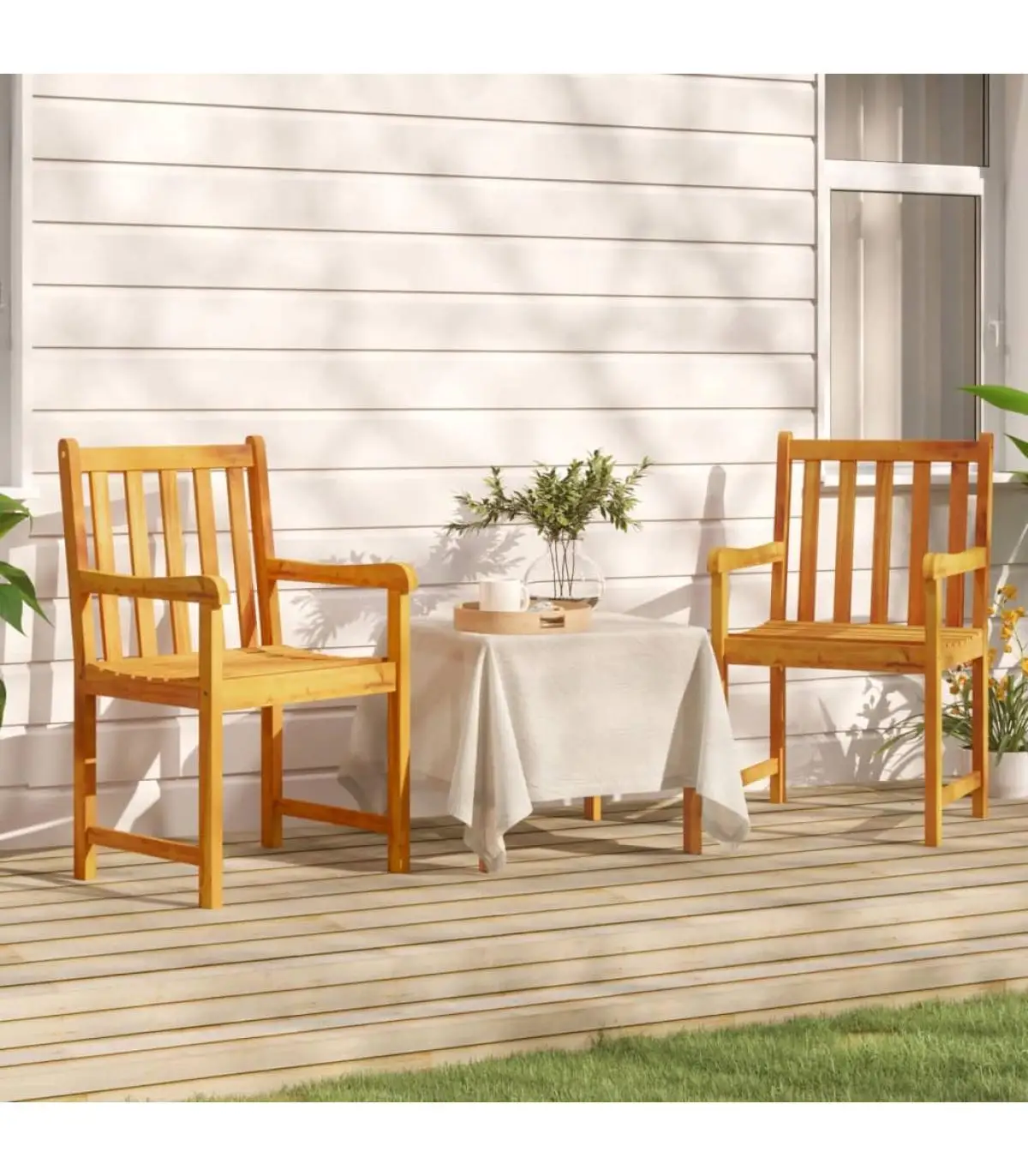 Garden chairs garden chairs 2 units acacia solid wood