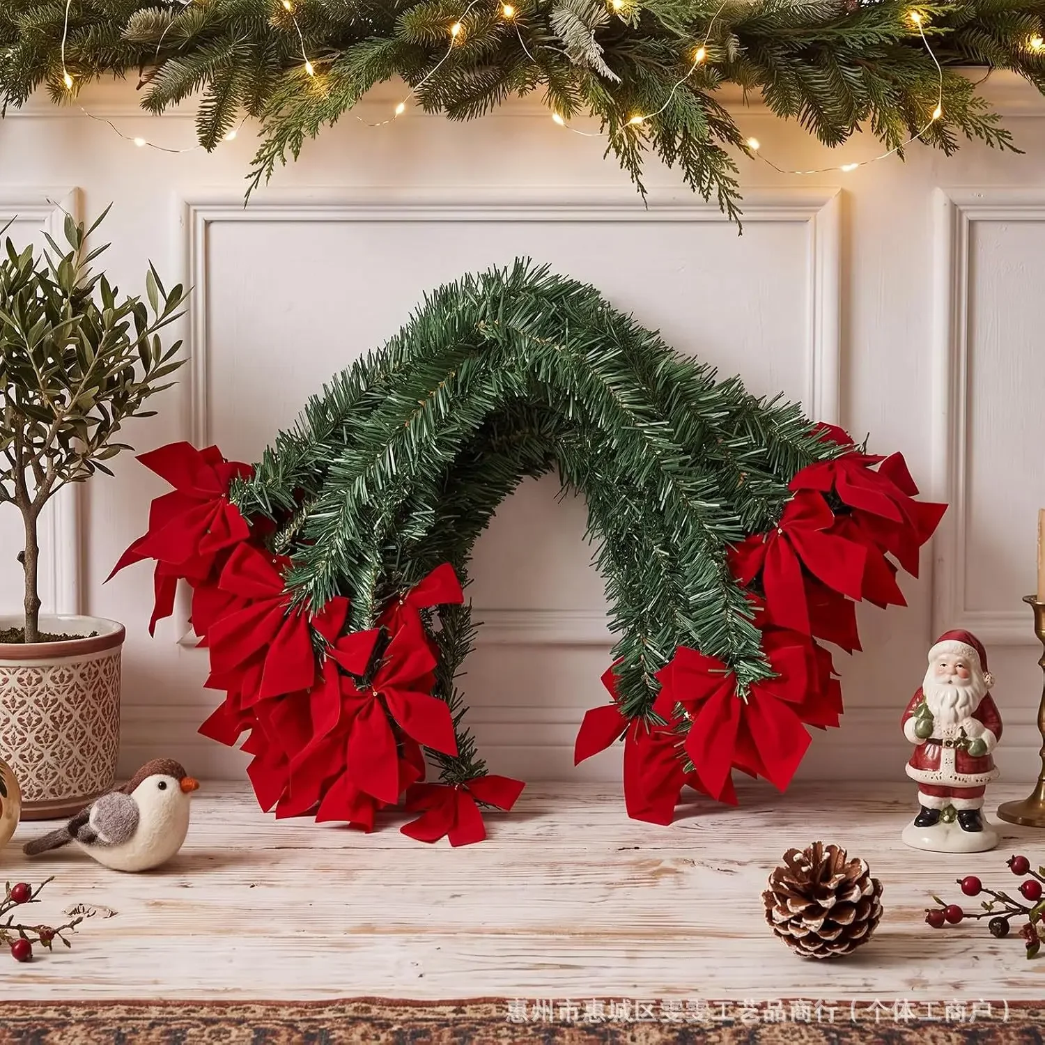 30pcs Christmas Garland Bow Artificial Pine Christmas Garland Wrappable Stair Fireplace Garland Indoor Holiday Greenery Decor - view 5