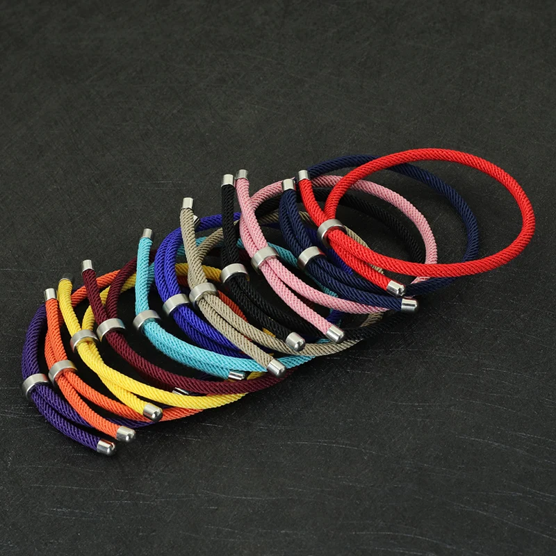 Minimalist Thread Bracelet Unisex Stainless Steel Sliding Buckle Adjustable Cord Braclet Men Women Bohemia Braslet Accessories