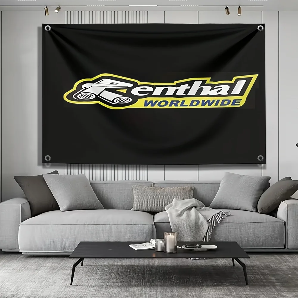 Renthal Worldwide Logo Flag Banner Yard Sign Race Motors Event Decor Outdoor Indoor Display 60x90cm Black Vinyl Print Custom Pol