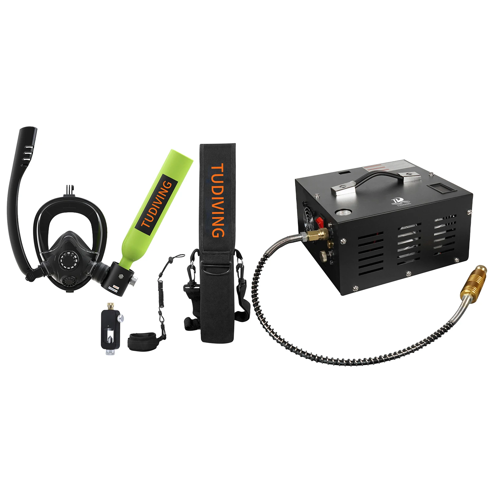 

TUDIVING-0.5L Scuba Diving Tank Kit with Air Compressor,Lung Tank with Diving Mask,Portable Scuba Tank for Underwater Training