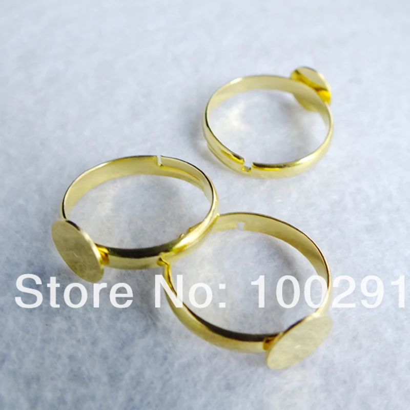 Copper Material !!!  500pcs  10mm Adjustable Gold Plated Ring Base Blank Setting, Ring findings