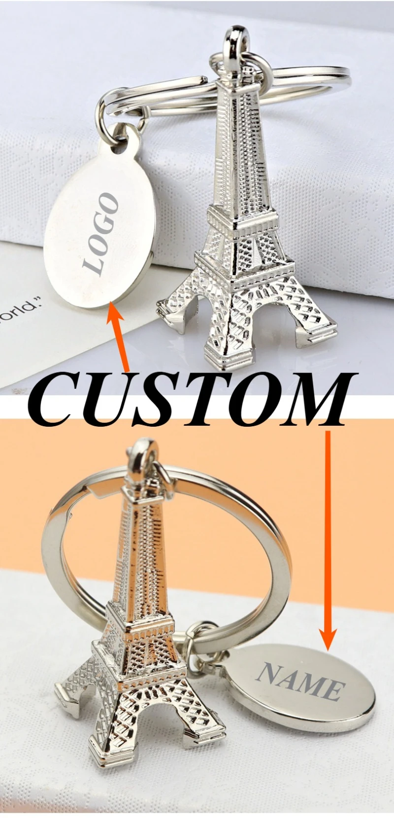 

1pc Custom Keychain Personalized Creative Zinc Alloy Iron Tower Model Customized Key Ring Car Accessories Gift Wholesale