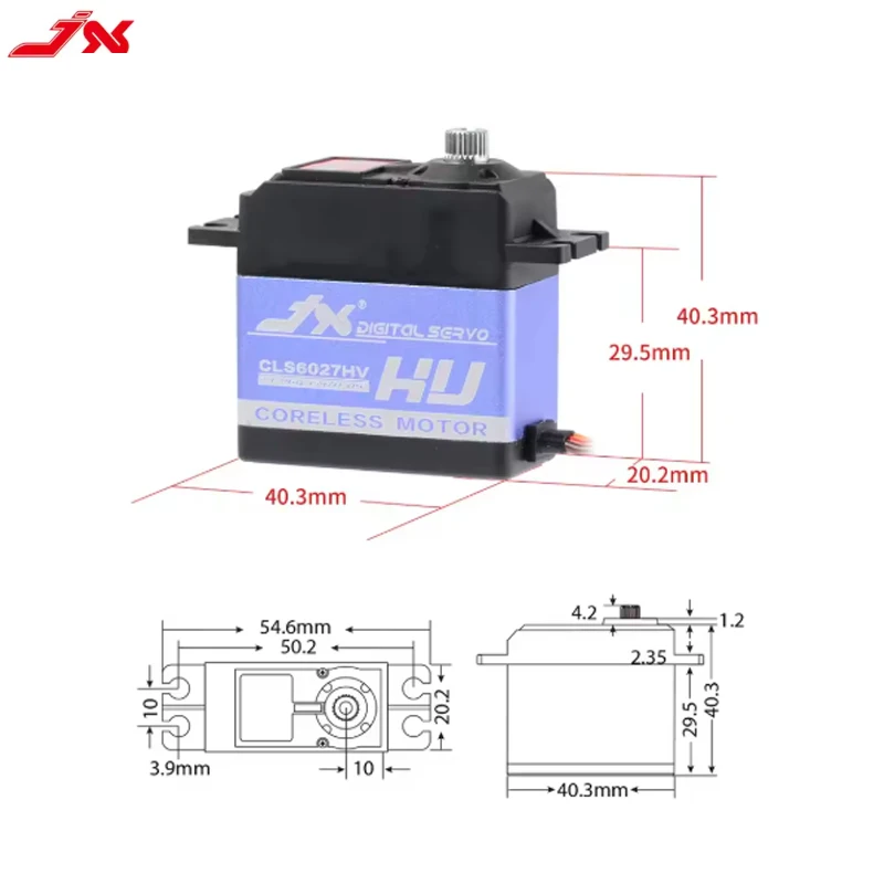 JX CLS6027HV Servomoteur numérique à couple élevé 60 kg -0.08s/60 ° Engrenages en titane IP68 pour camions RC robustes/bras robotiques industrielles