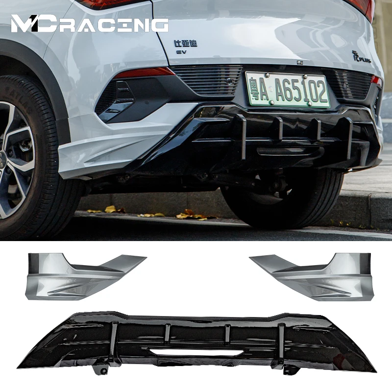 

3pcs Rear Lip Spoiler Side Diffuser Bumper Lip Tail For BYD Atto3 2022 2023 Body Kit