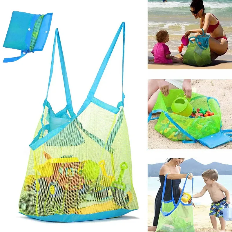 

Children Sand Away Portable Large Beach Mesh Bag for Kids Toys Storage Foldable Sundries Organizer Bag Women Cosmetic Makeup Bag