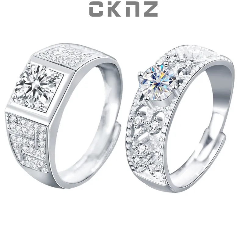 

Certified Real 0.5 /1.0 Ct Moissanite Diamond Sterling 925 Silver Rings for Lovers or Couple SHINNING LOVE CKNZ Luxury Jewelry