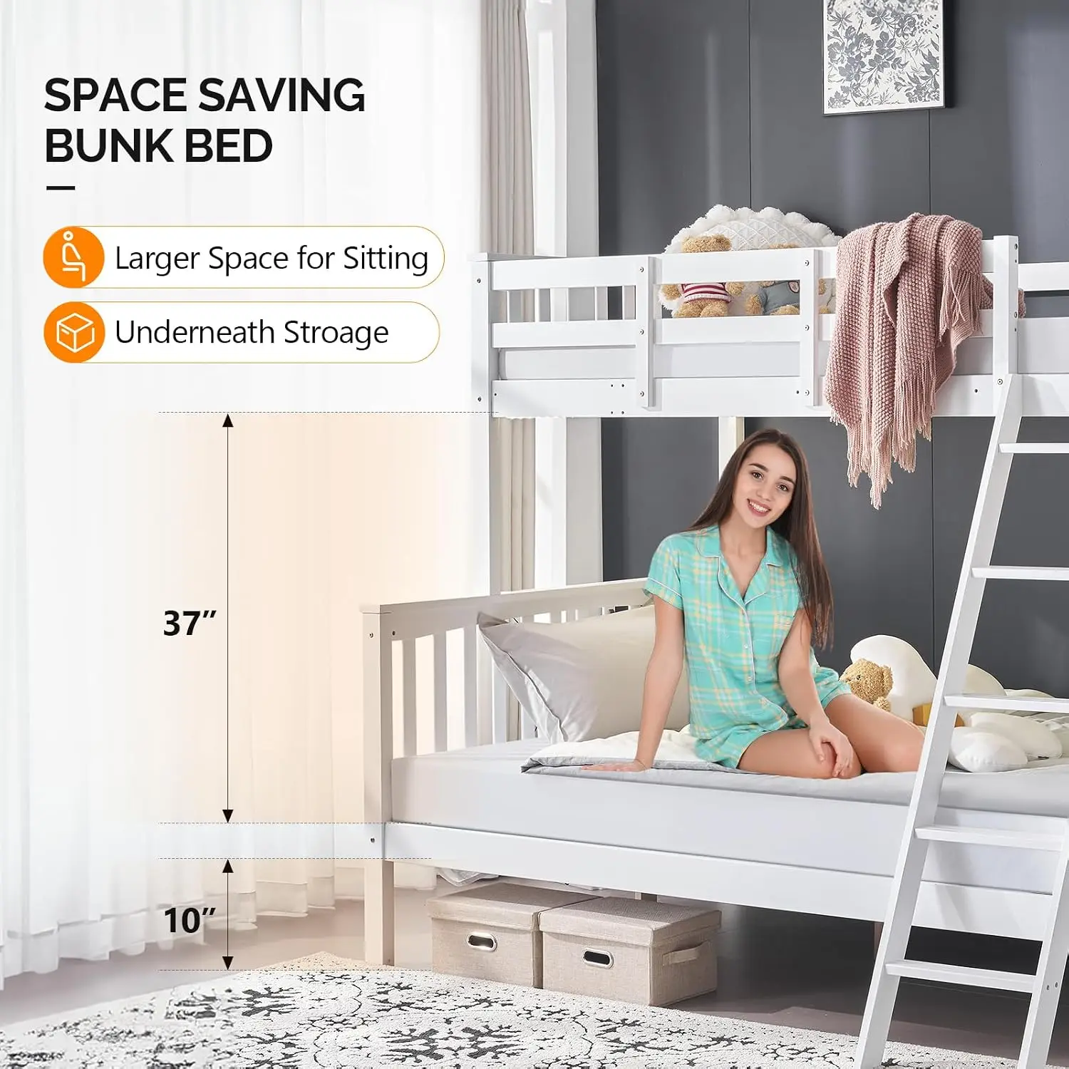 Twin Over Full Bunk Bed 15