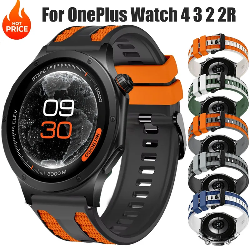 22mm Two-Tone Silicone Strap For OnePlus Watch 4 3 2 2R Strap Bracelet For OPPO Watch S 4Pro X X2 X3/OnePlus 46mm/Lite Wristband