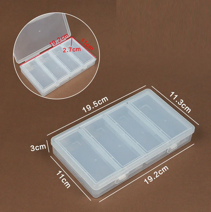 Transparent Independent 4 Grid Eyelash Extension Tool Storage Box Portable Divided Organizer for False Eyelash Extension Tools