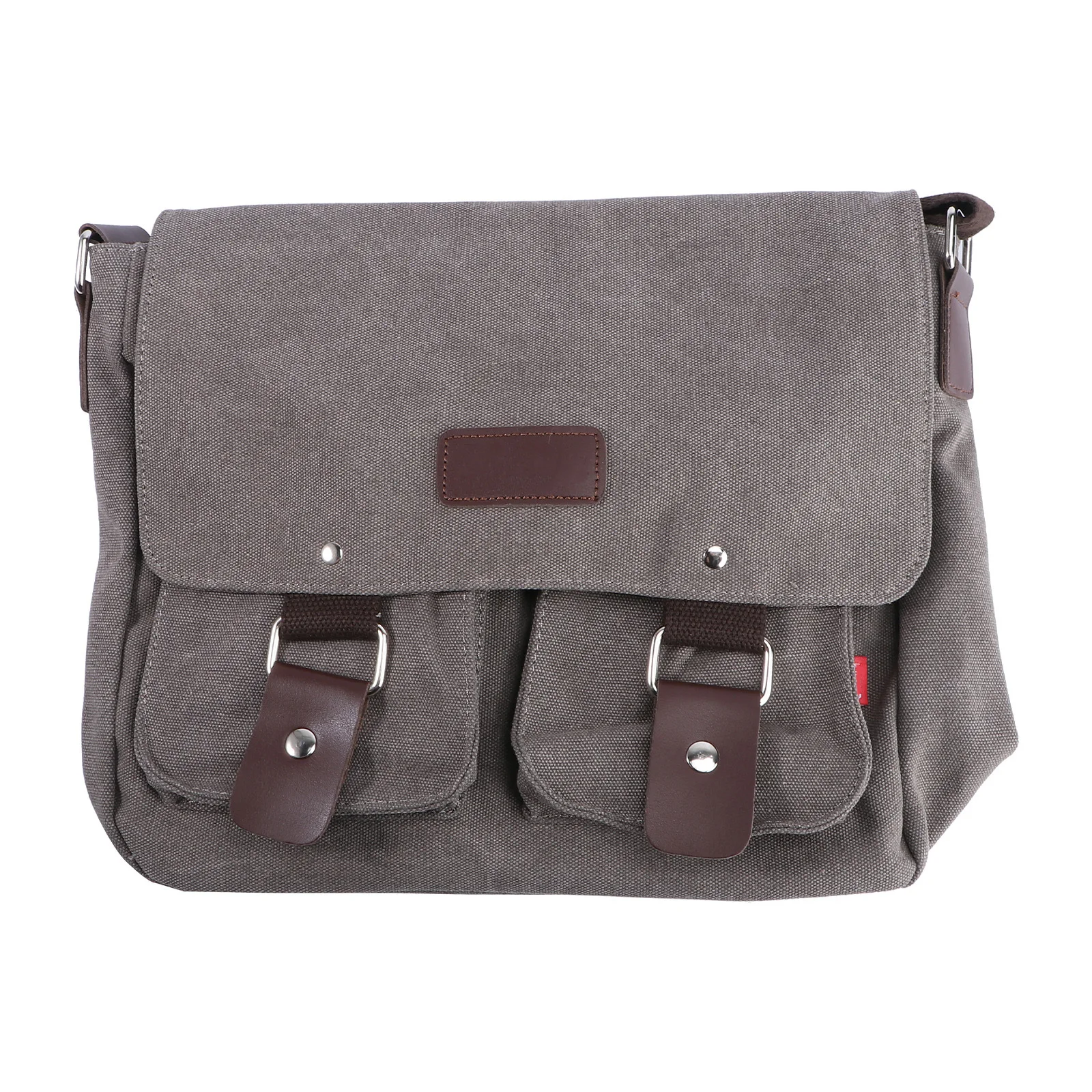 

Vintage Canvas Briefcase Grey Men Shoulder Bag Durable Crossbody Bag with Adjustable Strap for Travel and Work