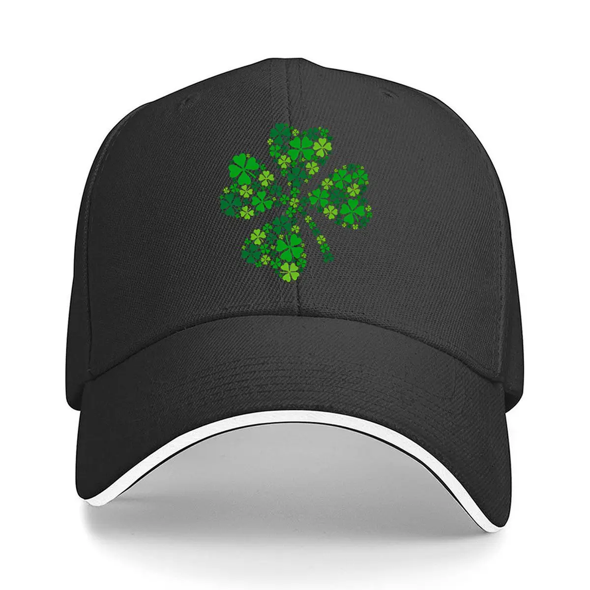 Lucky Green Four Leaf Clover Shamrock Sandwich Baseball Cap Outdoor Workouts Sun Hat