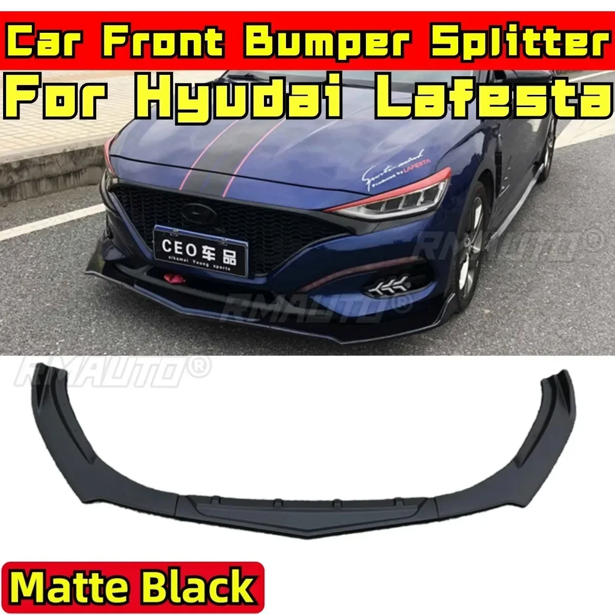 For Lafesta Body Kit Front Bumper Splitter Matte Black Combat Style Front Bumper Spoiler For Hyudai Lafesta Car Accessories