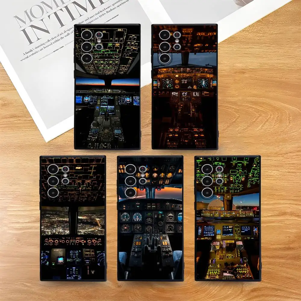 

Aircraft Cockpit Instrument Panel Phone Case For Samsung Galaxy S25 S24 S22 S23 Ultra S21 S20 Plus 5G Frosted Full Soft Cover