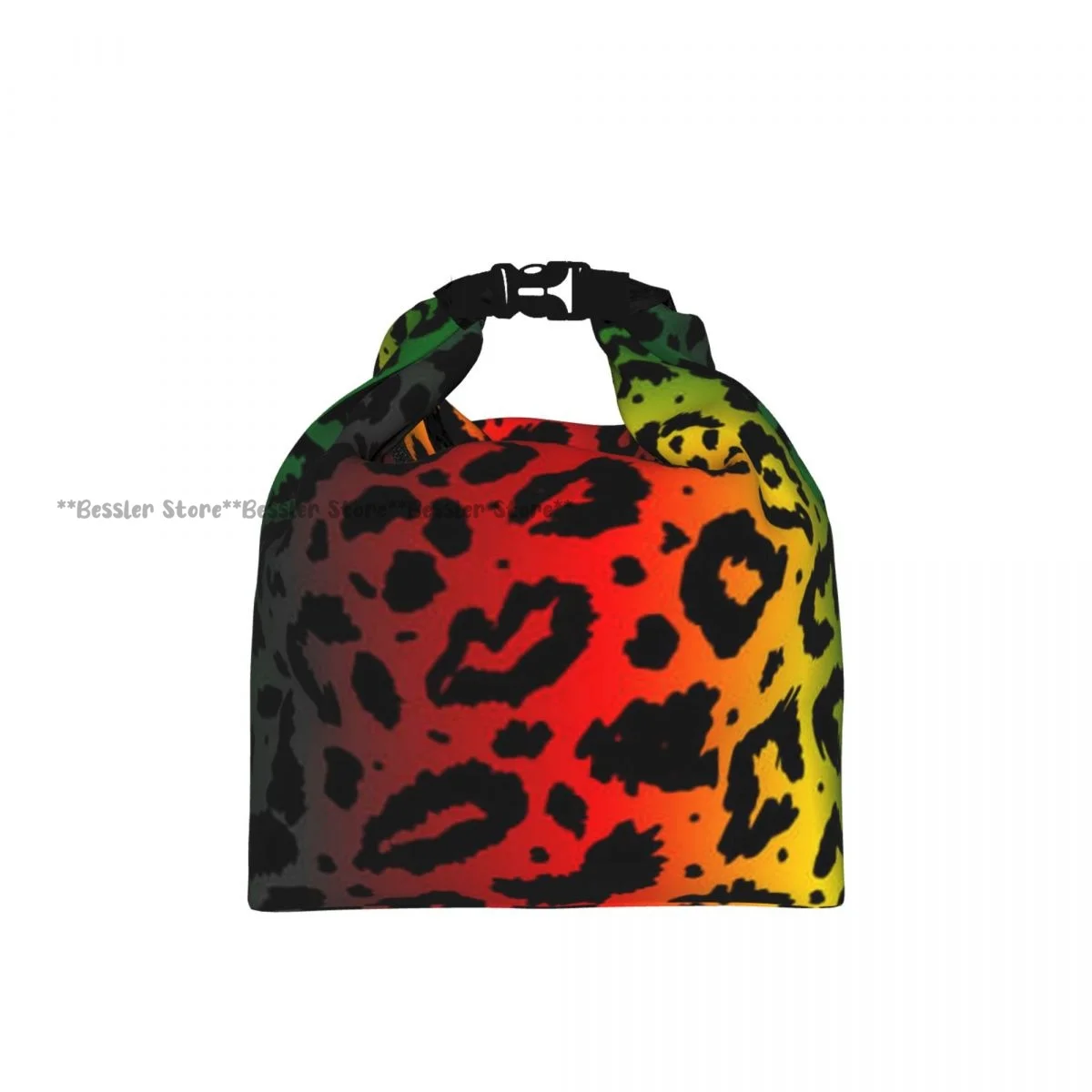 Roll-Top Insulated Lunch Bag Cheetah African Print Thermal Bento Box Bag Portable Cooler Bag for Picnic