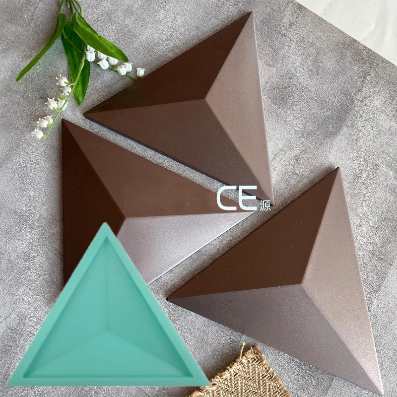 Molde de silicona triangular geométrico, kit de bricolaje de azulejos de pared de hormigón entrelazados, paneles de yeso 3D reutilizables para moldes de ladrillos industriales