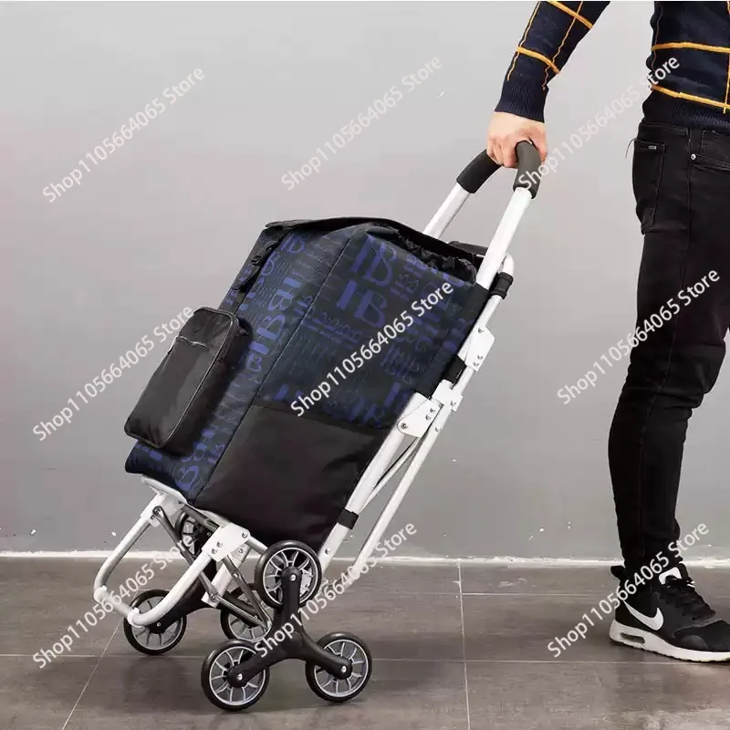The elderly push the grocery cart, small pull cart foldable trolley portable trailer