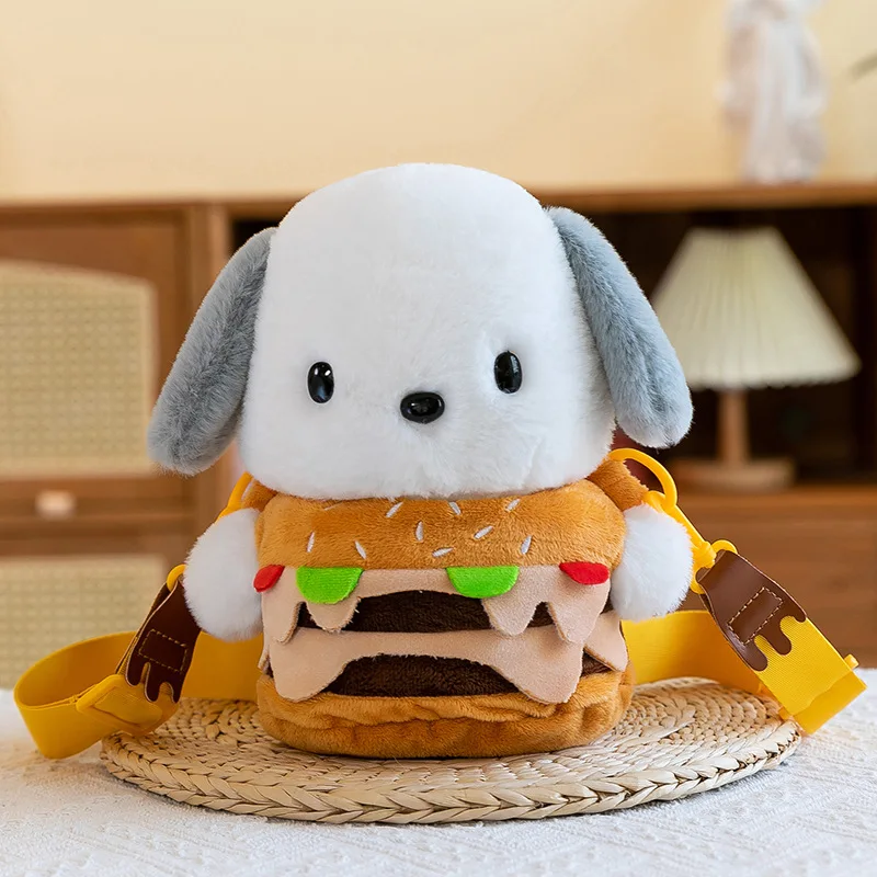 Bolso de hombro pequeño de oso hamburguesa desmontable creativo, bolso bandolera de muñeco de peluche Pochacco, monedero para niña, regalo de cumpleaños y Navidad