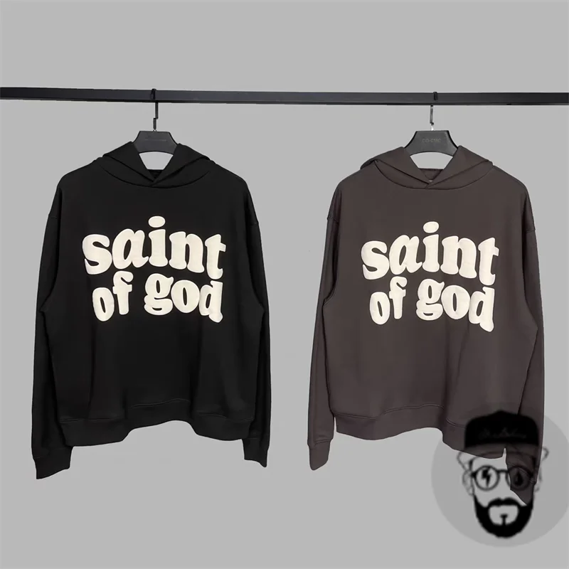 

Autumn/Winter Sail of God Foam Letter Hoodie Men's Loose Velvet Kanye West Sportswear