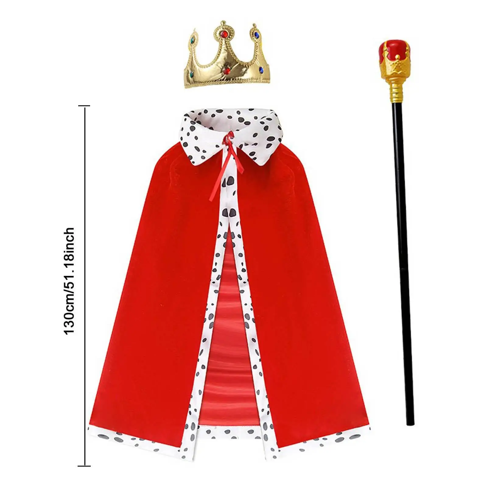 King Robe Crown Costume Set with Stick Medieval King Costume for Teen
