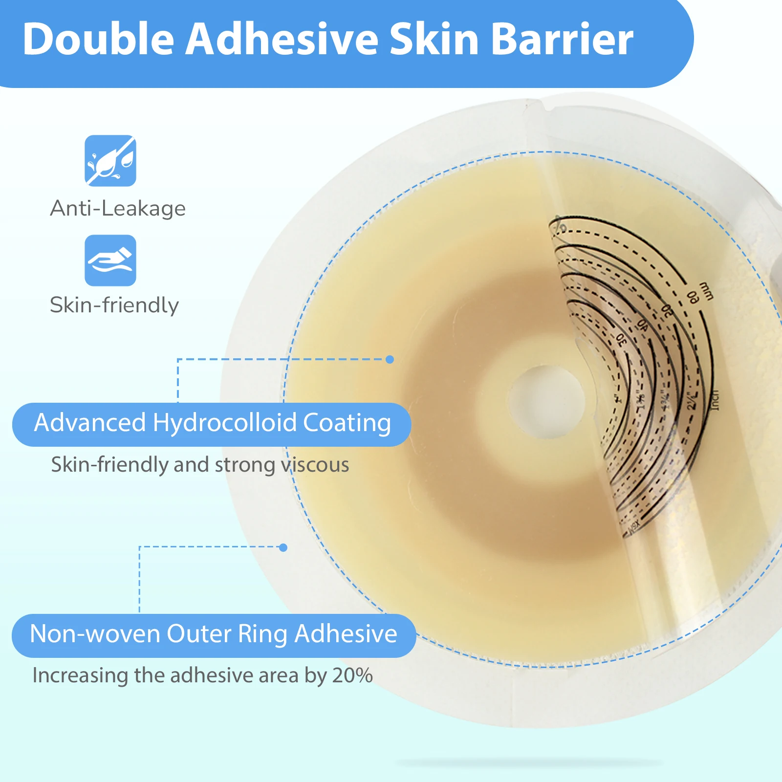 Zweiteiliger Urostomiebeutel, medizinischer, abtropfbarer Beutel, Stoma-Stoma-Beutel, Urostomie-Beutel, geschnitten