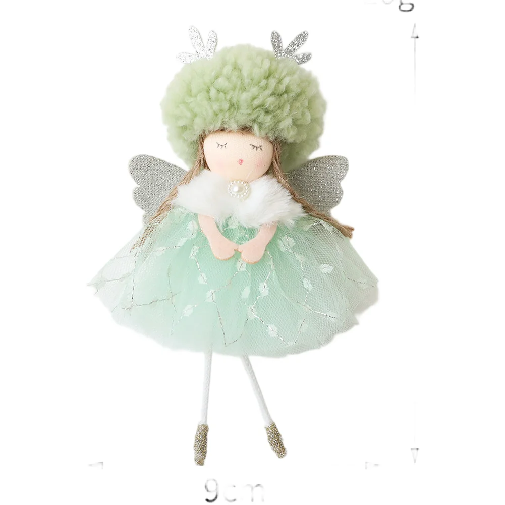 Plush Holiday Ornament Angel Deer Antler Girl Pendant with Tulle Skirt for Christmas Tree Pastoral Rustic Style 9x15cm