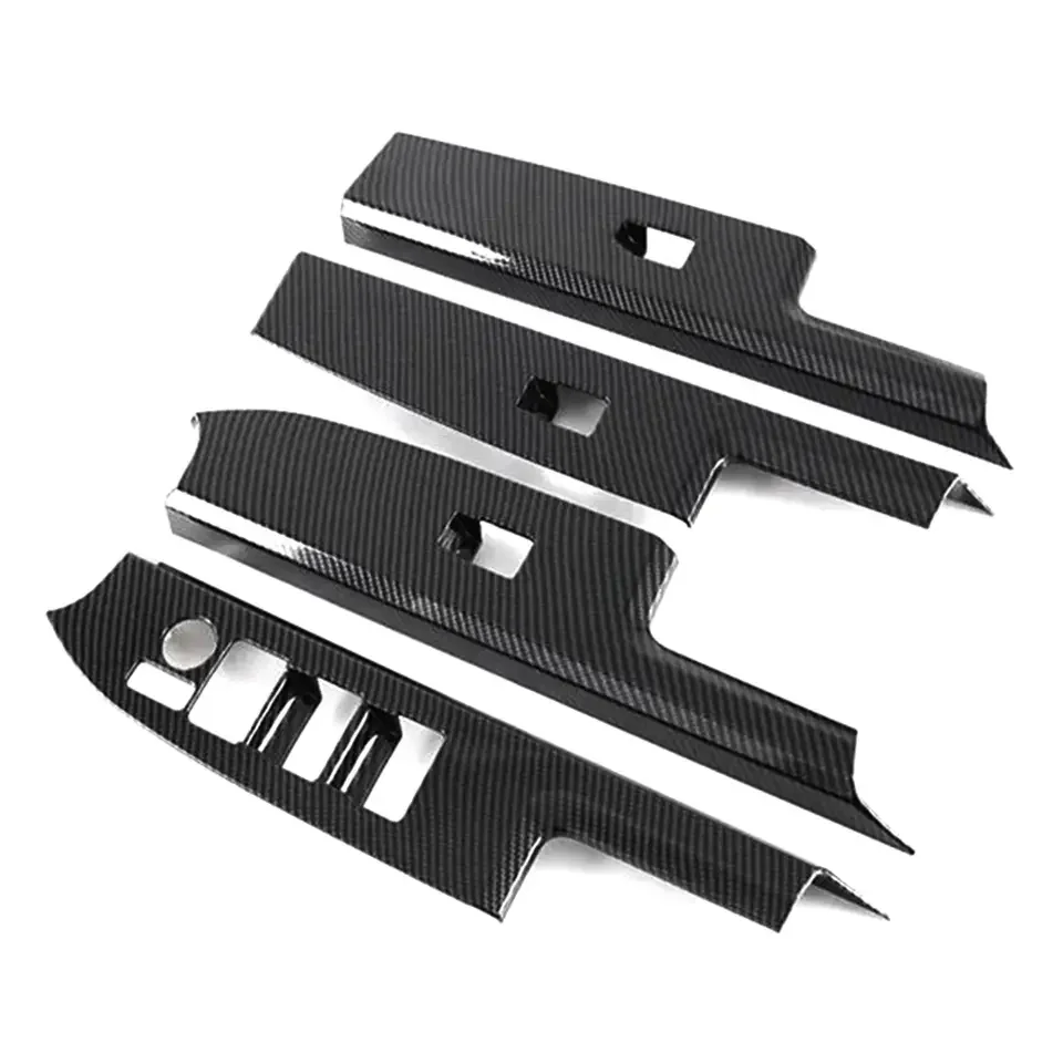 4PCS Car Window Glass Lift Button Switch Cover Trim Door Armrest Panel for Toyota Bz4X 2022 2023 Carbon Fiber