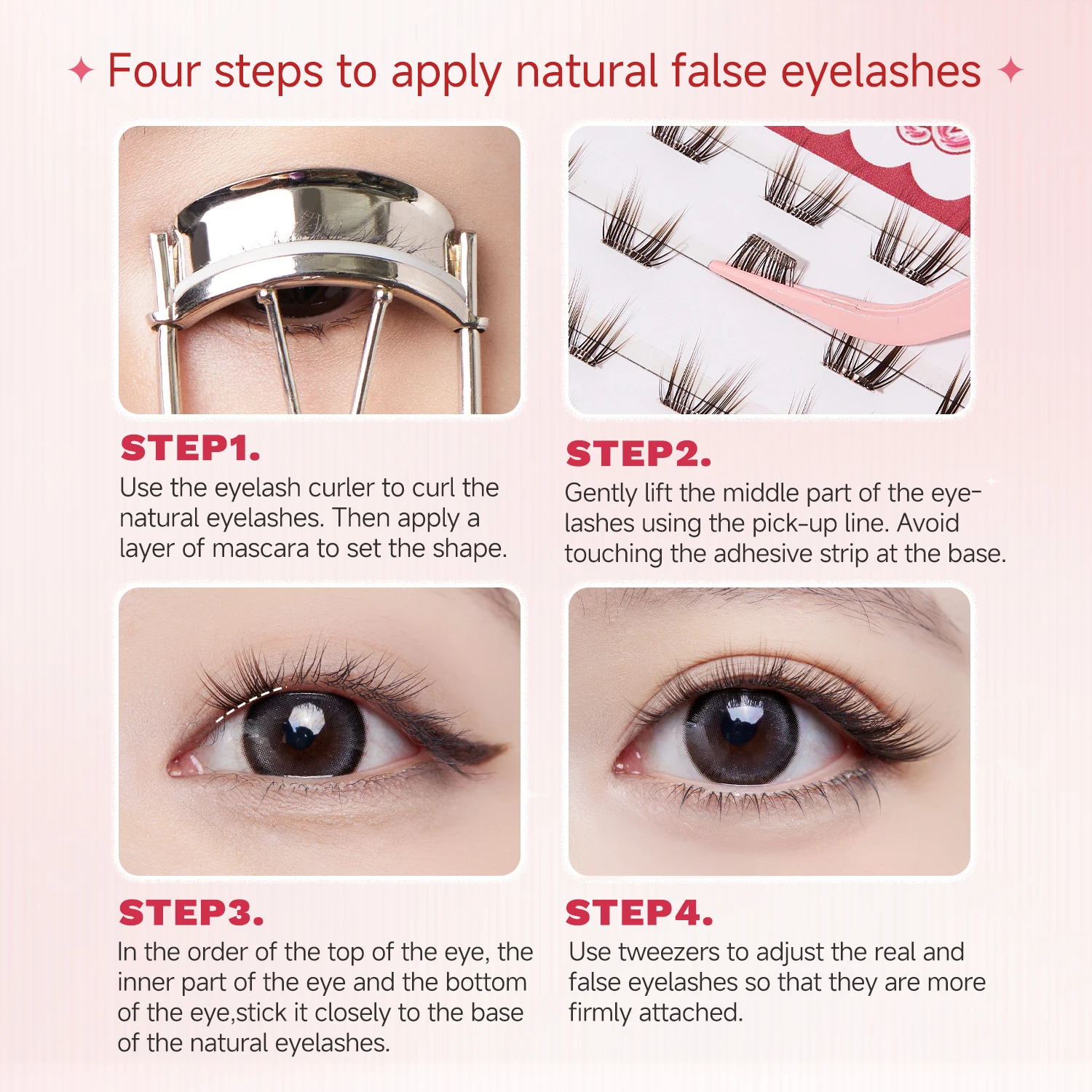 Lightweight 60 Clusters Large-Capacity Brown Glue-Free False Eyelashes Simulated Thick Upper Eyelashes Natural Curl Easy to Wear