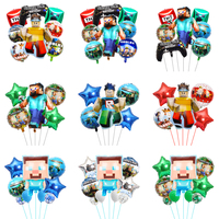 Anime Minecraft Game Cartoon Shaped Aluminum Foil Balloon Set Children's Birthday Party Pixel War Balloon Decoration Toy Gift