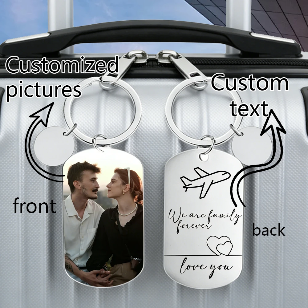 

Customized Double-Sided Alloy Luggage Tag With Photo And Text Anti-Lost Pendant For Business Travel Luggage Custom Luggage Tag