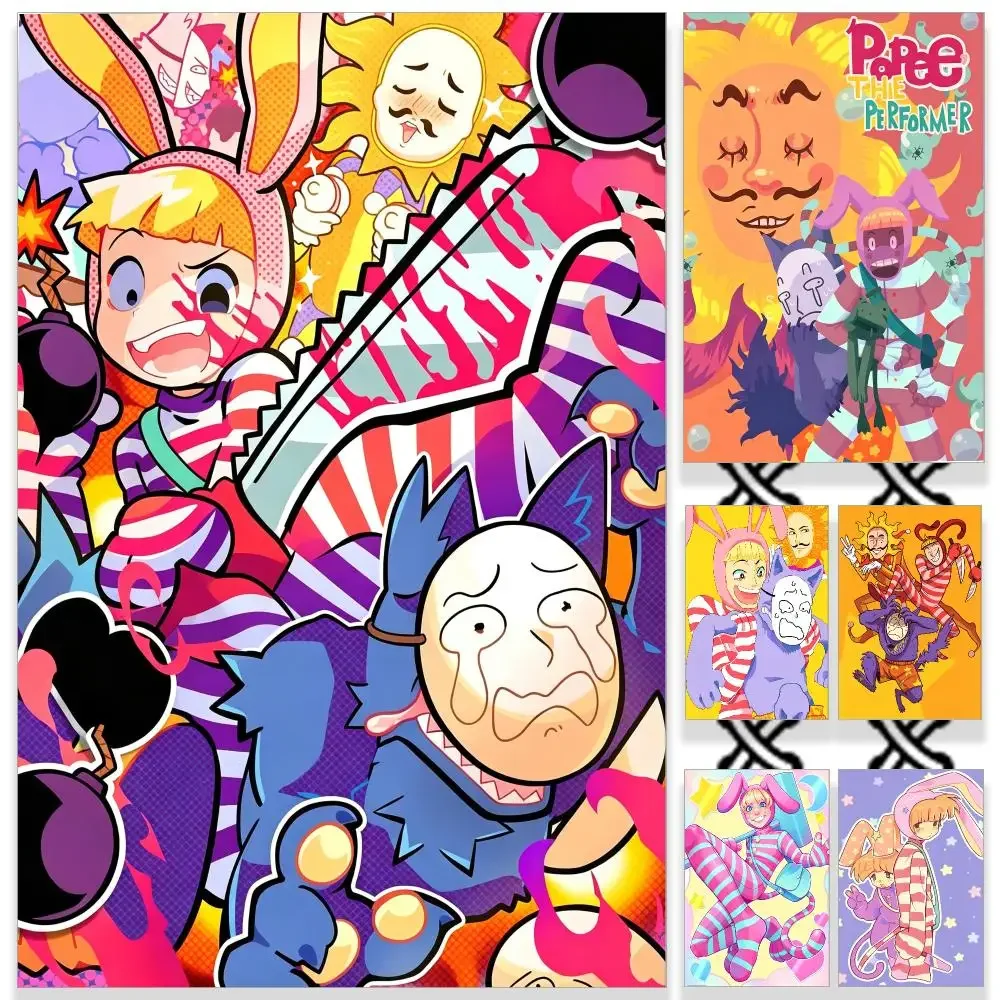 Anime Dark Comedy Popee the Performer HD Waterproof PP Self-Adhesive Removable Wall Art Poster Bedroom Cafe Gym Home Decor Gift