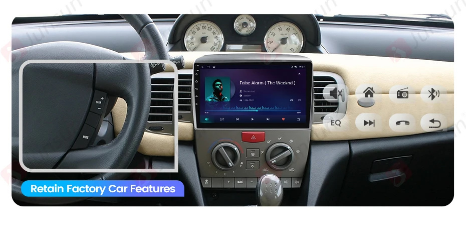 Junsun Android Auto Autoradio für Lancia Ypsilon 2006 2007 2008 2009 2010 2011 Multimedia Wireless Apple CarPlay Intelligente Systeme IPS Touchscreen Stereo Video Player 2 Din Autoradio Head Unit Navigation BT GPS 4G WIFI FM AM DSP RDS SWC – Detail 5