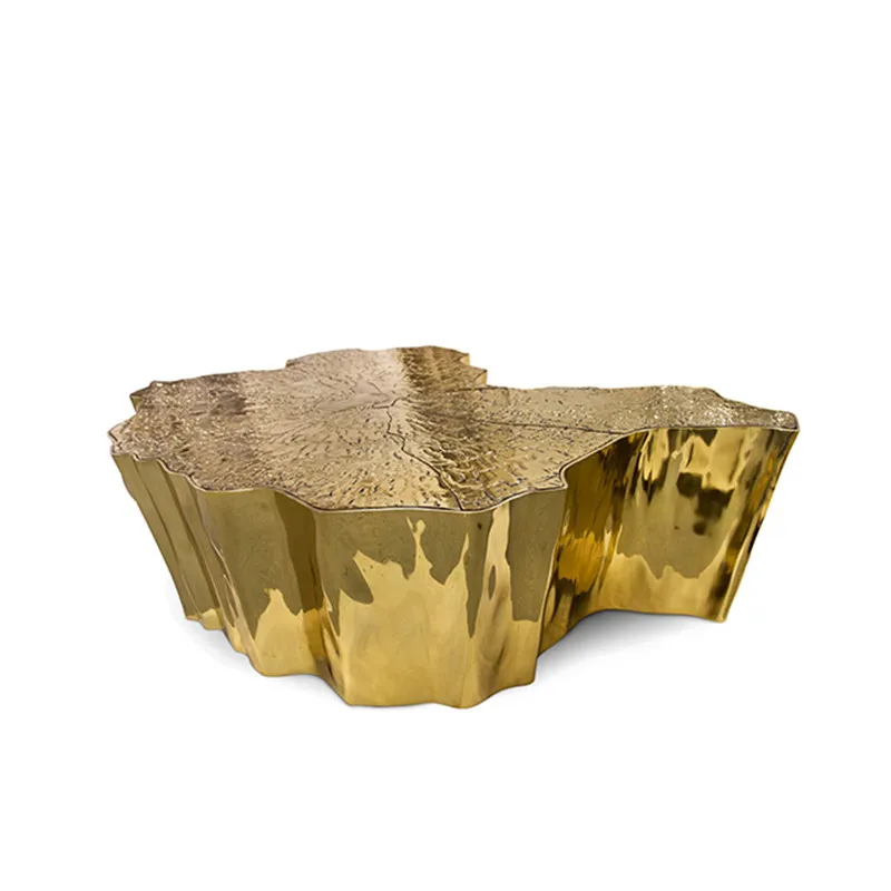 

Stump coffee table light luxury living room stainless steel etching irregular special-shaped tea table