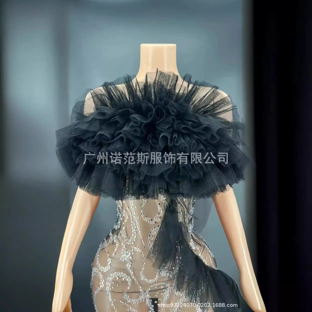 Black Stacked Yarn Backless Rhinestone Slim Tube Top Sleeveless Dress For Car Model Red Carpet Catwalk Body Transparente Flecos