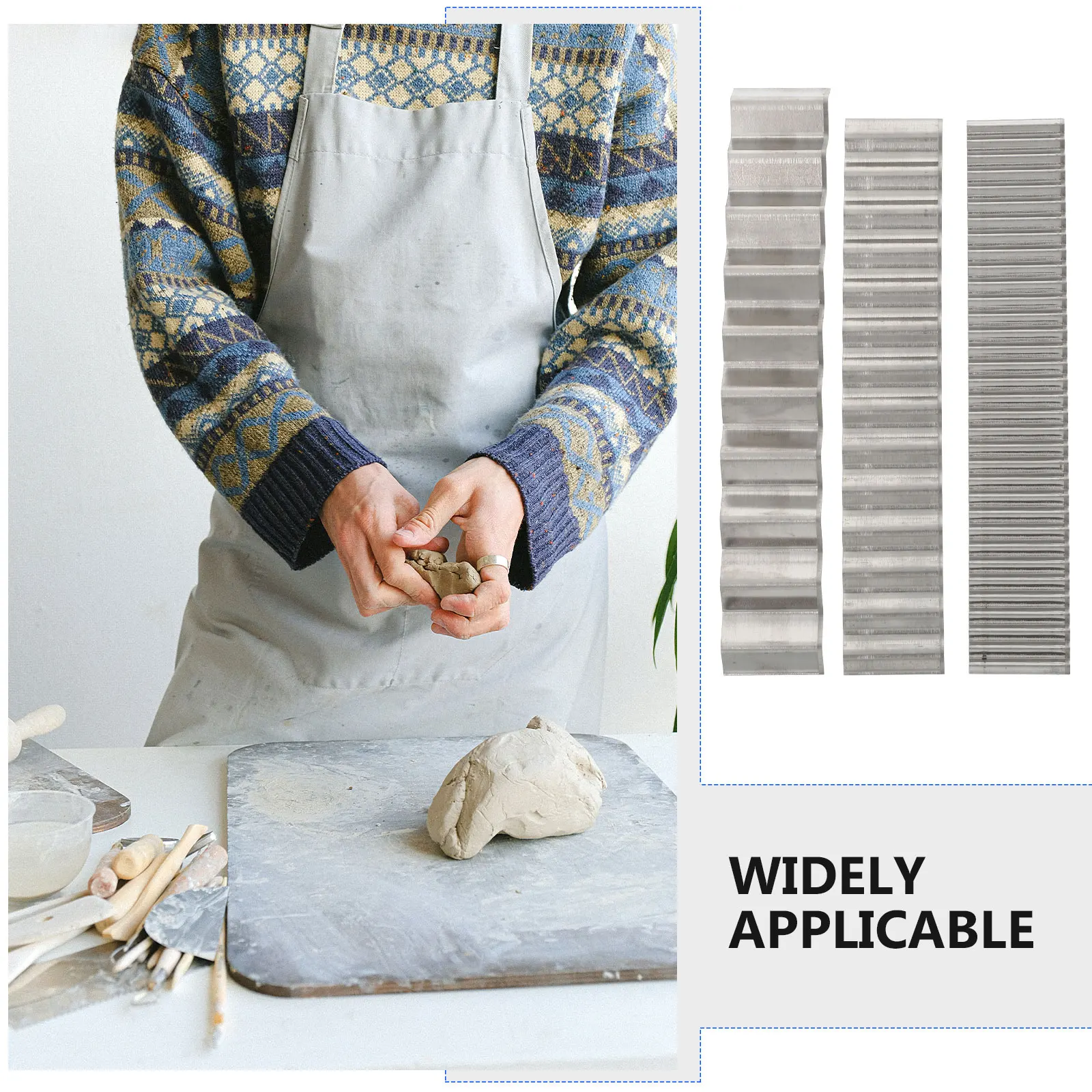 

3Pcs Polymer Clay Cutter Set Thin Flexible Stainless Steel for Smoothing Cutting Shaping DIY Crafts Clay Cutter