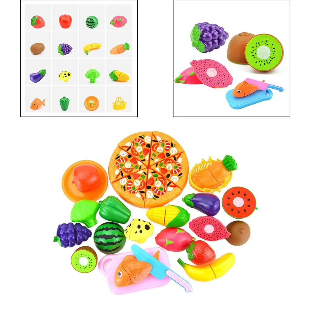 24 Pieces Children' Role Play Cutting Toy Set Grape Watermelon Eggplant