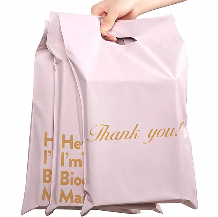 50PCS Matte Portable D2W Eco-friendly Biodegradable Bag Poly Mailer T-shirt Skirt Pant Xmas Gift Shipping Express Handle Pouches