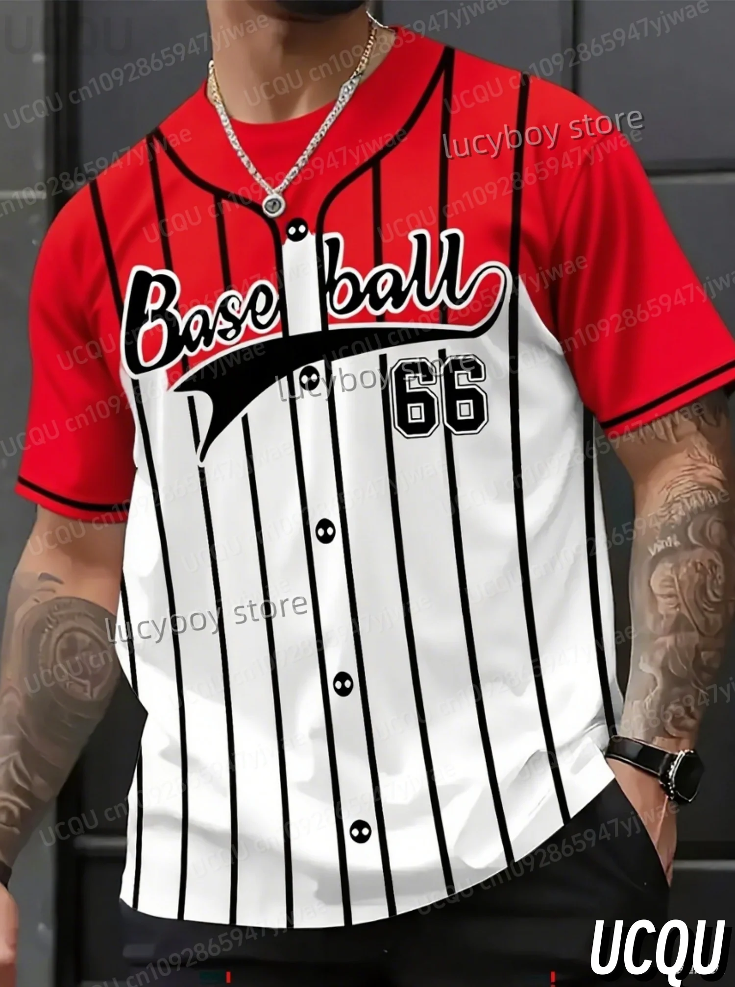 

2025 Summer Men Sports Loose Comfortable Men's T-shirt 3D BASEBALL 66 print Men's Short-sleeved Top Daily Street Mens T-shirt